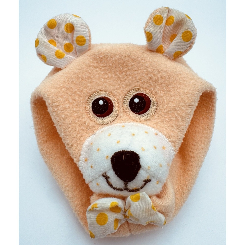 Vintage 1986 Fisher Price Bear Animal Grabber Plush Baby Toy Rattle 1310 Dot 80s